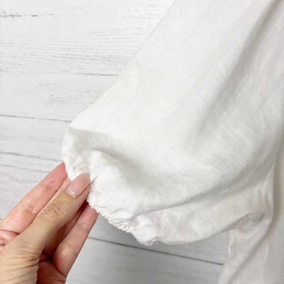 Aritzia Wilfred Caprice Button Front 100% Linen Dress White Large - V Neck - Picture 8 of 15